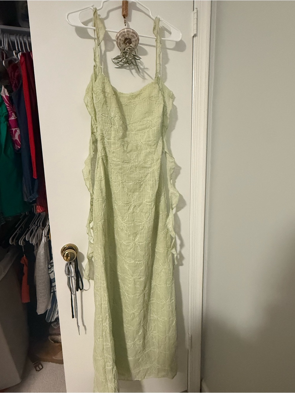 Princess Polly Pale Green Lace Maxi Dress with Tie Straps